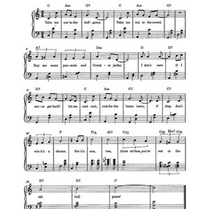Ta mig ut på basebollmatchen - Digitalpiano med noter i C-dur