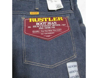 Rustler by Wrangler Mens Jeans Size 42"Waist X 30"Length Cotton Dark Blue NEW