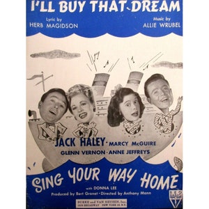 VTG Piano Sheet Music - I&#39;ll Buy That Dream 1945 Key of C with Guitar Chords