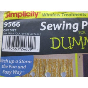 Simplicity Pattern 9566 Window Treatments One Size 2000 Uncut image 2