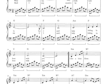 Can't Help Falling in Love - Piano Chords Lyrics - Digital Printable Sheet Music