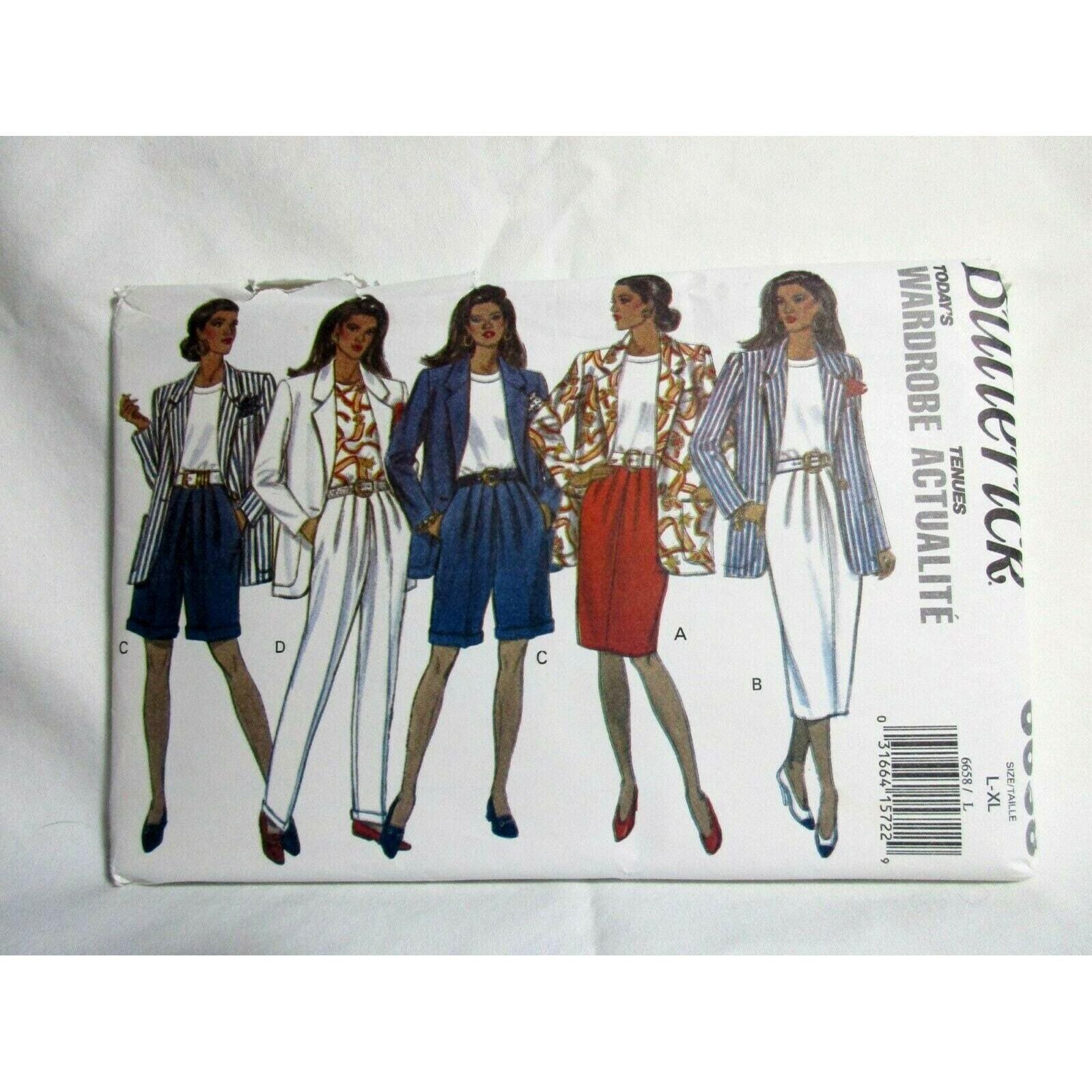 Butterick Sewing Pattern 6658 Sizes L - XL Misses Jacket Top Skirt ...