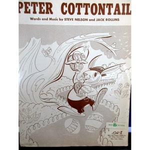 VTG Piano Sheet Music - Peter Cottontail 1950 Key of C Guitar Chords & Lyrics