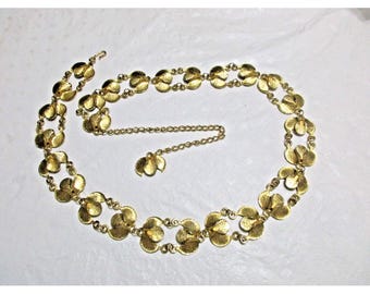 Frauen Gold Ton Link-Metallgürtel 30 &quot;plus 8&quot; Verlängerungshaken Verschluss 1,5 &quot;W