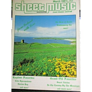 Sheet Music Magazine March 1981 Easy Piano Guitar Ireland Ragtime Favorites