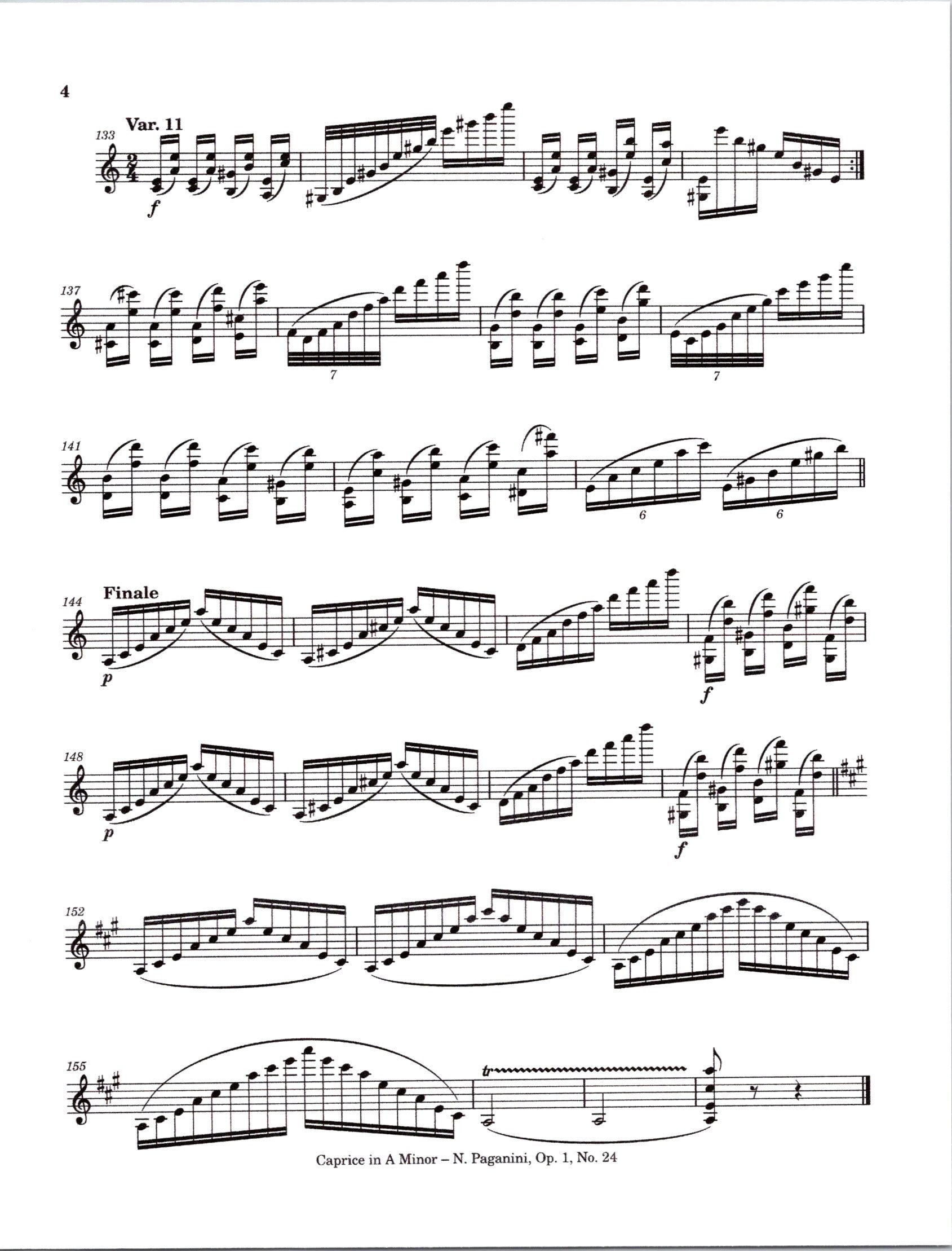ヴァイオリン独奏のためのイ短調カプリス - ニッコロ・パガニーニ作曲
