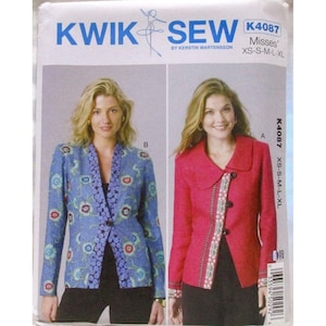 Kwik Sew K4087 Sizes XS - XL Misses Jackets 2 Variations Uncut 2014