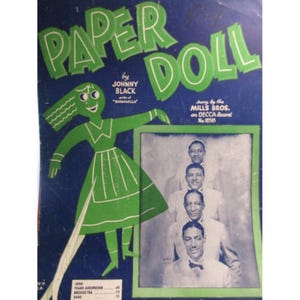 1952 PAPER DOLL by The Mills Brothers Sheet Music Piano Vocal Guitar Key of F