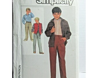 Patrón Simplicity 8062 - Talla 8 Niño Camisa Pantalón Sin Forro Chaleco Sin Cortar 1985
