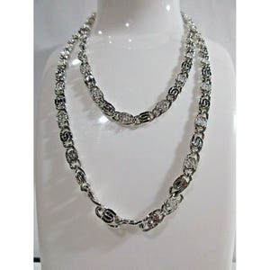 Long 30&quot; Silver Tone Fancy Chain Link Necklace Avon