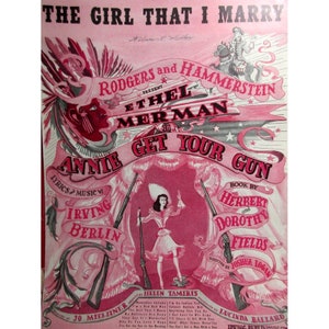 1946 The Girl That I Marry Ethel Merman Sheet Music Key of B Flat Irving Berlin