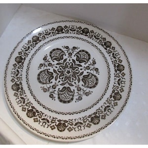 Vintage 10&quot; Brown White Wellesley by Wood & Sons Porcelain Plate Burslem England