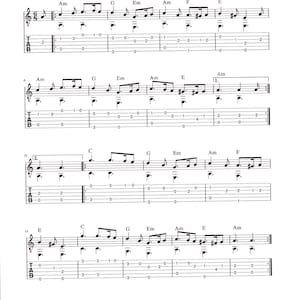 Greensleeves - Piano and Guitar Digital Sheet Music - Key of A Minor