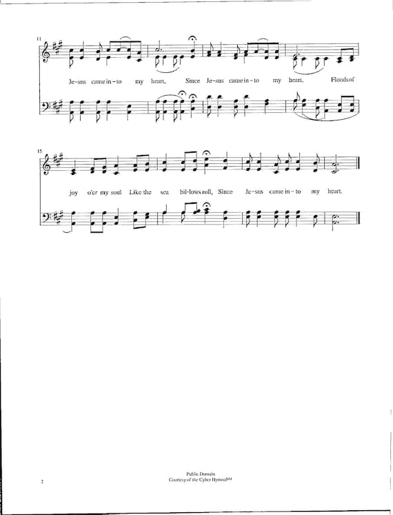 Since Jesus Came Into My Heart - Digital Download Hymn Tune for