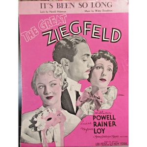 Sheet Music - It&#39;s Been So Long from The Great Ziegfeld - 1935 Leo Feist