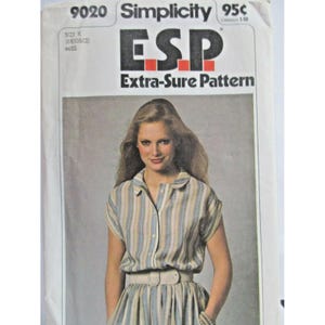 Einfachheit Muster 9020 Misses Größe 8 - 12 Shirtwaist Dress Uncut 1979 VTG