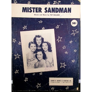 VTG Piano Sheet Music - Mister Sandman 1954 Key of B flat Guitar Chords & Lyrics