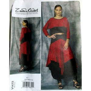 Vogue Pattern V1472 Sizes Sml Med Lrg Misses Top Skirt Designer Zano Rhodes UC