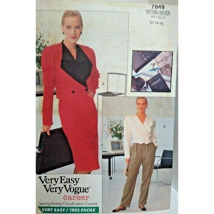 Vogue Suit Pattern 7649 Sizes 12 - 16 Easy Career Jacket Skirt Pants Uncut 1989
