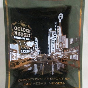 Las Vegas Nevada Downtown Glass Souvenir Dish Coin Trinket Holder Ash Tray
