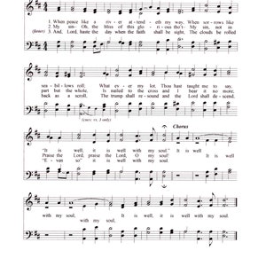 It is Well with My Soul - Digital Hymn Tune Sheet Music Piano and Lyrics - Key of D