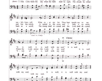 It is Well with My Soul - Digital Hymn Tune Sheet Music Piano and Lyrics - Key of D