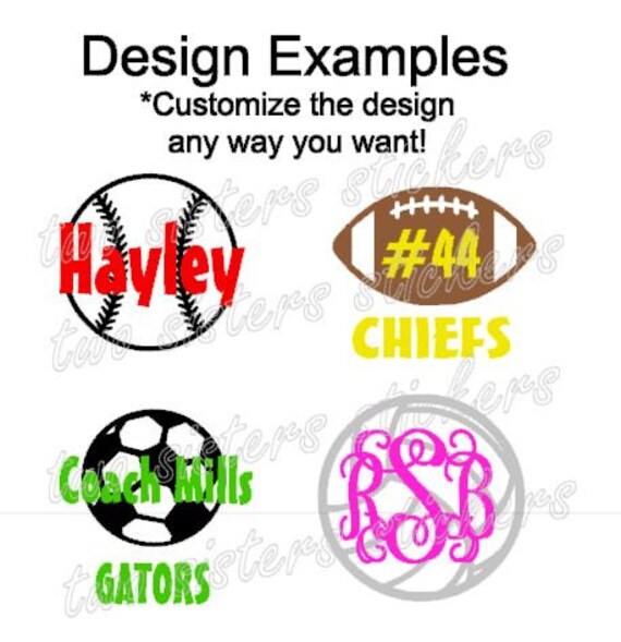 Vinyl Monogram Sports Decal Etsy