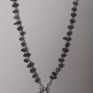 Labradorite necklace with Cala Lily pendant