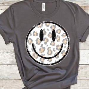 Smiley Face, Destressed Leopard, Do it yourself iron on vinyl decal transfer