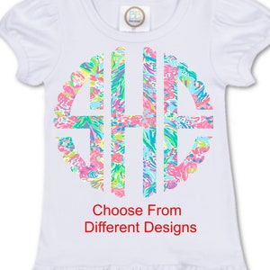Lilly Monogram scallop circle, transfer ready to press,
