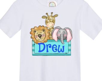 Zoo Animals, Personalized, Boy, Do It Yourself Iron On Decal