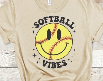 Softball Vibes, Smiley Face Do it yourself iron on vinyl