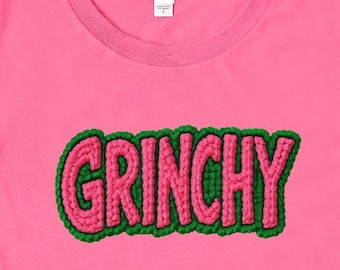 Faux Yarn Grinchy - Christmas Iron On Vinyl Decal Transfer