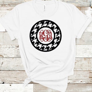 Houndstooth Alabama Circle Monogram iron on decal multiple sizes, colors, and fonts HTV Ready to Press Design