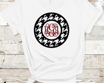Houndstooth Alabama Circle Monogram Iron On Decal: HTV Design
