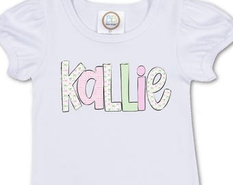 Bows, Pink and Green,  Custom Name Vinyl Transfer: Ready to Press
