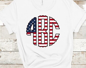 Monogram, Parotitic, Flag, Red White Blue, Do It yourself transfer ready to press,