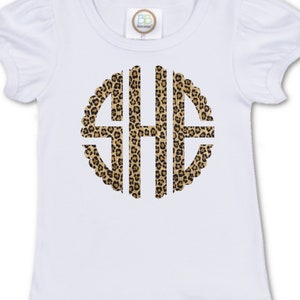 Leopard, scallop circle, Monogram transfer ready to press,