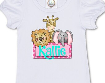 Zoo Animals, Personalized, Girl, Do It Yourself Iron On Decal