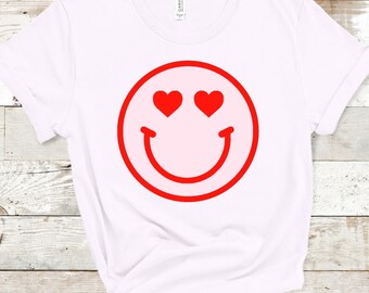 Smiley Face with Heart Eyes Iron On Vinyl Decal