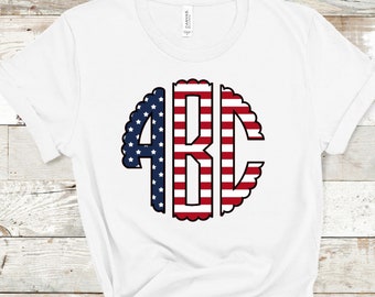 Monogram, Parotitic, Flag, Red White Blue, Do It yourself transfer ready to press,