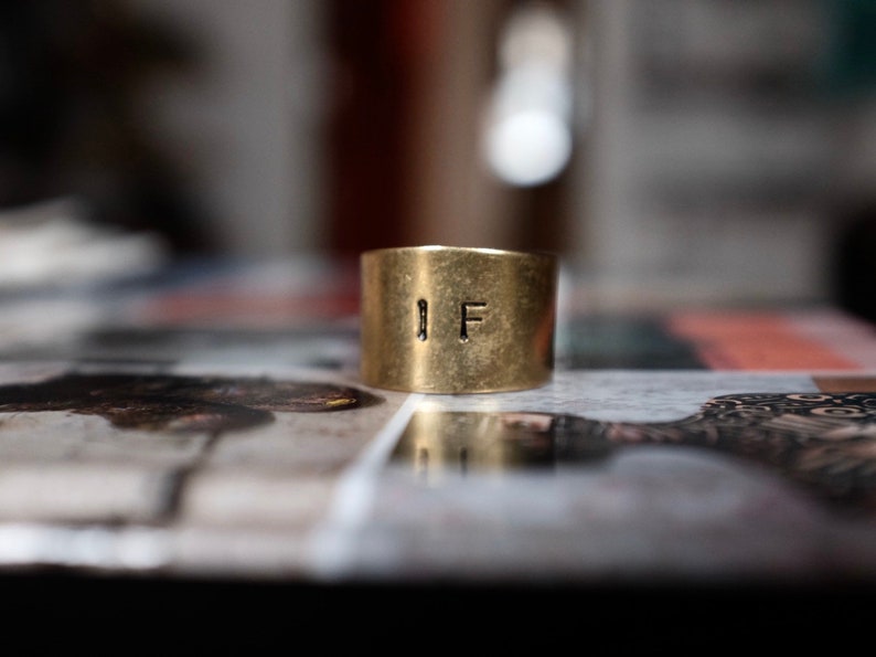 Hand Stamped IF Brass Ring/ Wordquote Inspirational Handmade