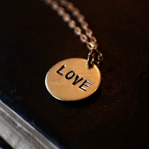 LOVE - hand stamped necklace