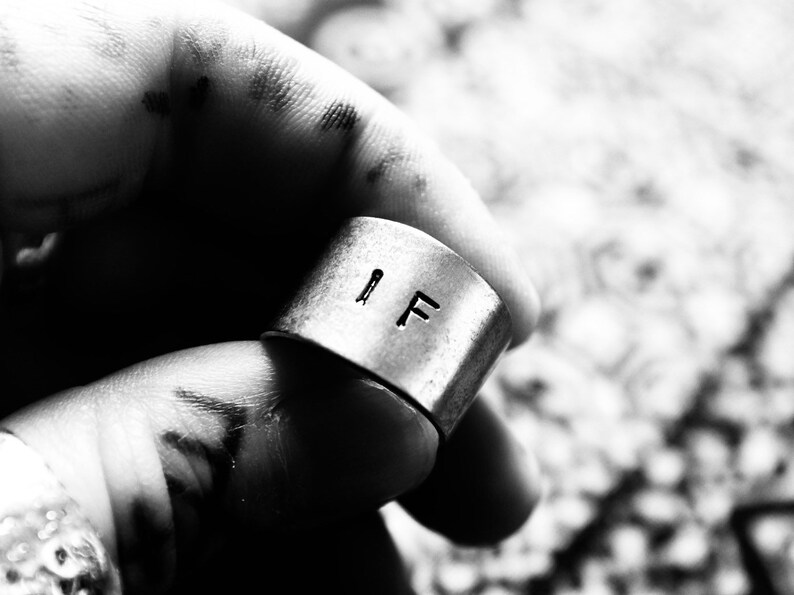 Hand Stamped IF Brass Ring/ Wordquote Inspirational Handmade