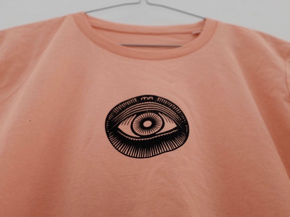 All Seeing Eye Minimal/ Organic Cotton/ Melon Orange Tee | Etsy