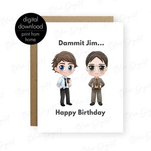 The Office Anime Happy Birthday Card Dwight and Jim Bundle, Printable Birthday Card from The Office Bundle Dwight & Jim