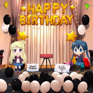 Anime Geburtstagstag ausfüllbar einladen, druckbarer Geburtstagstag ausfüllbar einladen