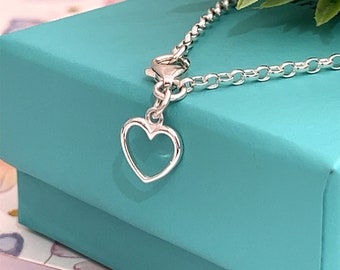 Sterling silver ankle chain with a sterling silver 10mm open heart design charm placement option ladies gifts 925