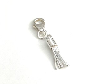 Clip on sterling silver charm with lobster clasp - tassel charm - add to your own jewellery - 925