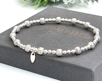 Sterling silver stretch bracelet stacking bracelet 3/5mm beads special offer - stackable collectible - ladies gifts 925